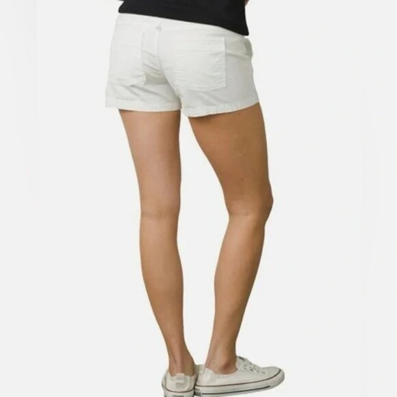 Prana Womens Tess White Cotton Shorts Size 10 With 3" Inseam - Picture 2 of 9